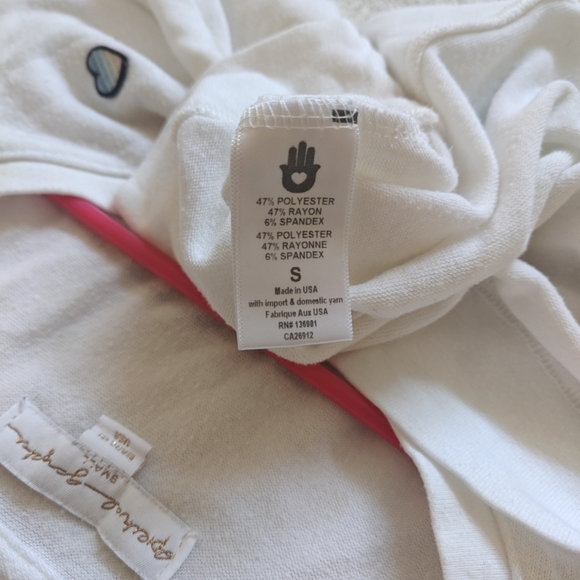 Spiritual Gangster Sz Small White Long Sleeve Sweater Graphic Print V Neck - Picture 5 of 5